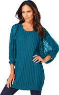Roaman's Lace Sleeve Sweater