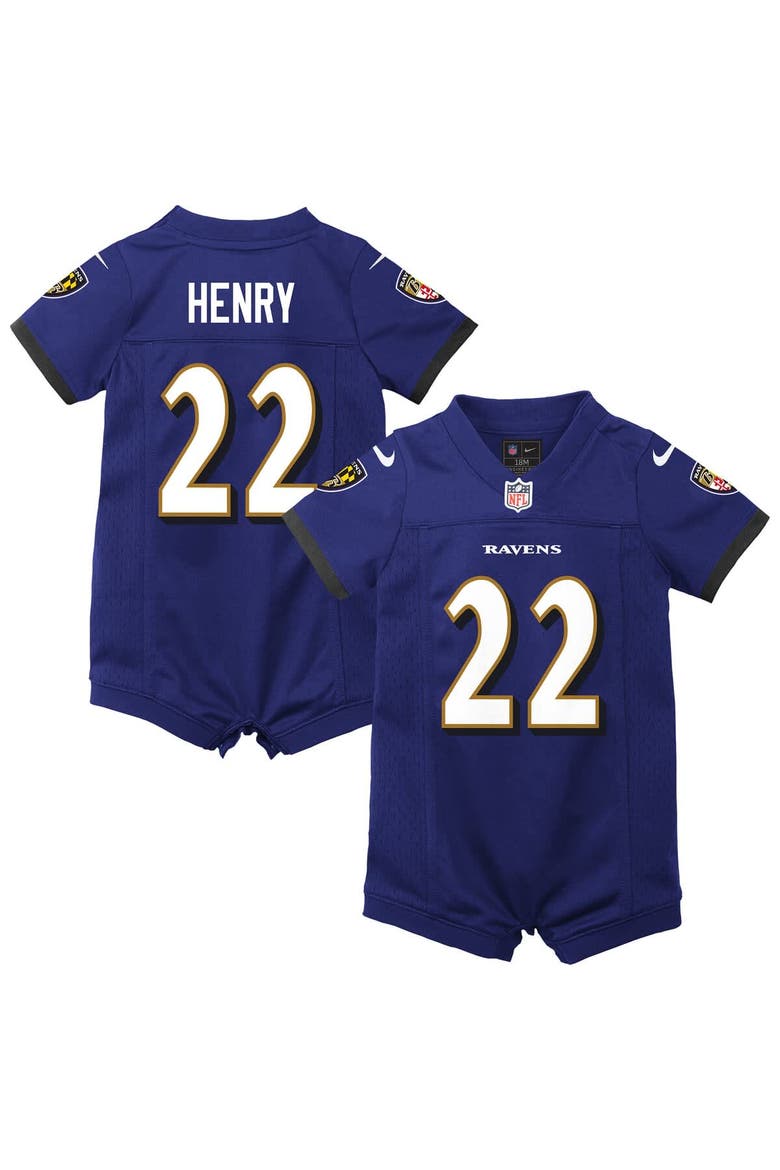 Newborn & Infant Nike Derrick Henry Purple Baltimore Ravens Game Romper Jersey, Main, color, Purple