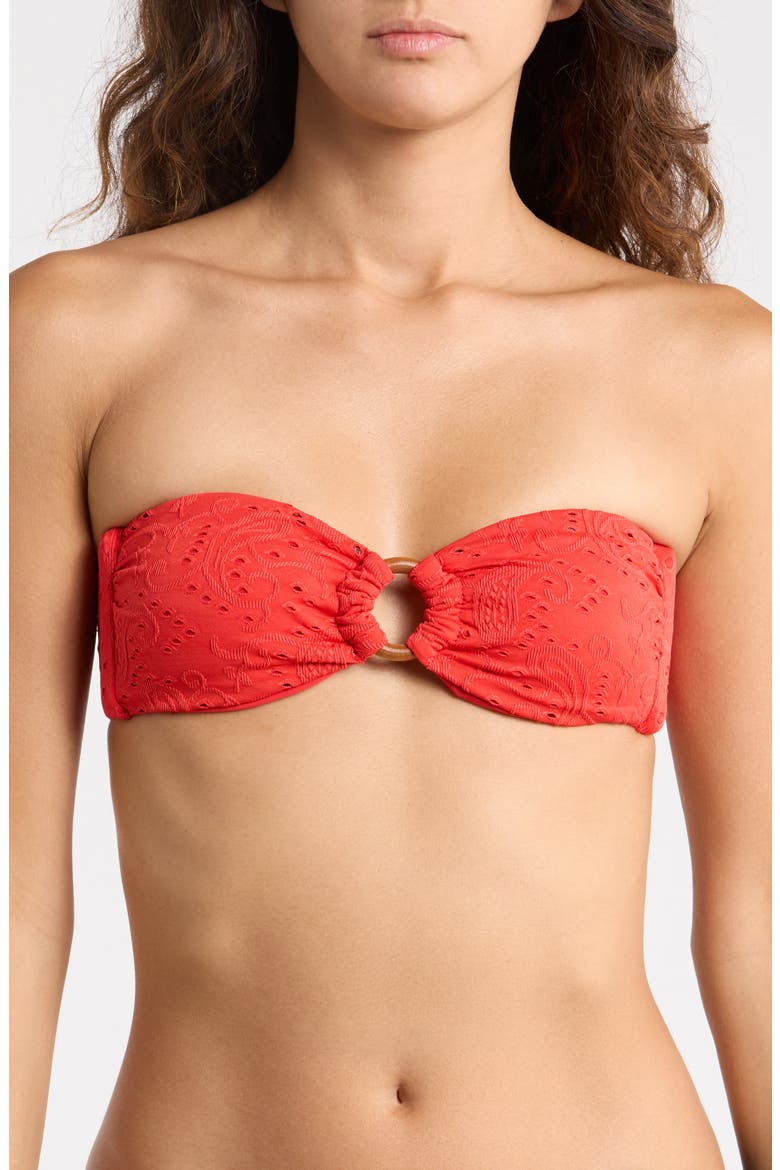 Lotus Strapless Bandeau Bikini Top, Main, color, CHERRY COLA