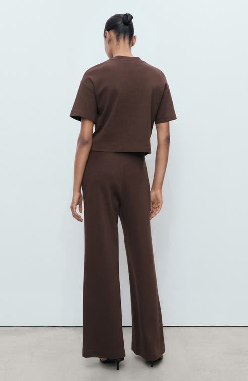 Mango Straight Fit Cotton Blend Pants In Brown