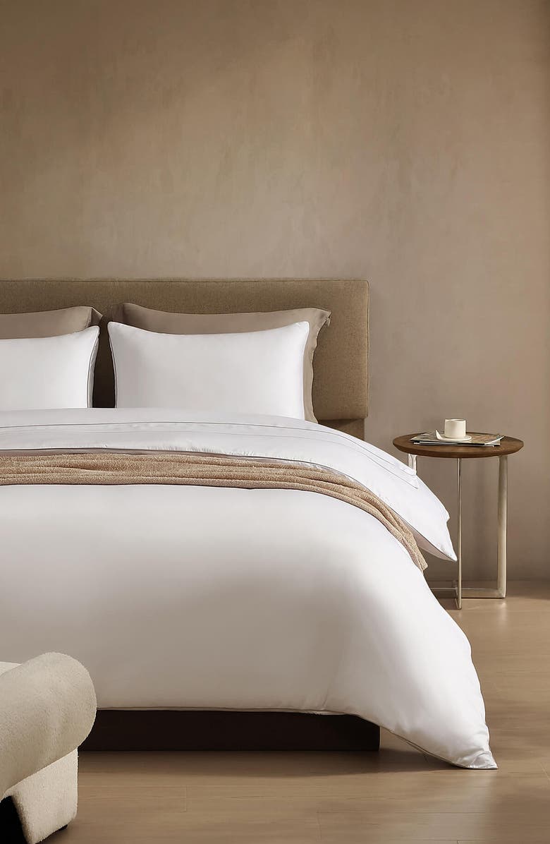 Sunday Citizen Set of 2 Contrast Piping Shams, Alternate, color, White / Taupe