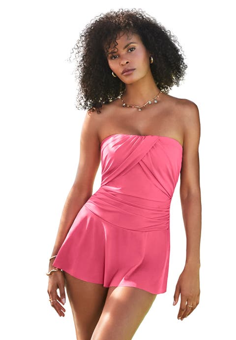 Ruched Skirted Bandeau Swimdress