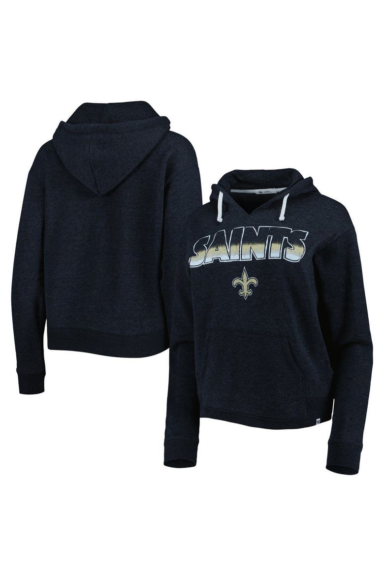 Women's '47 Black New Orleans Saints Color Rise Kennedy Notch Neck Pullover Hoodie, Main, color, Black