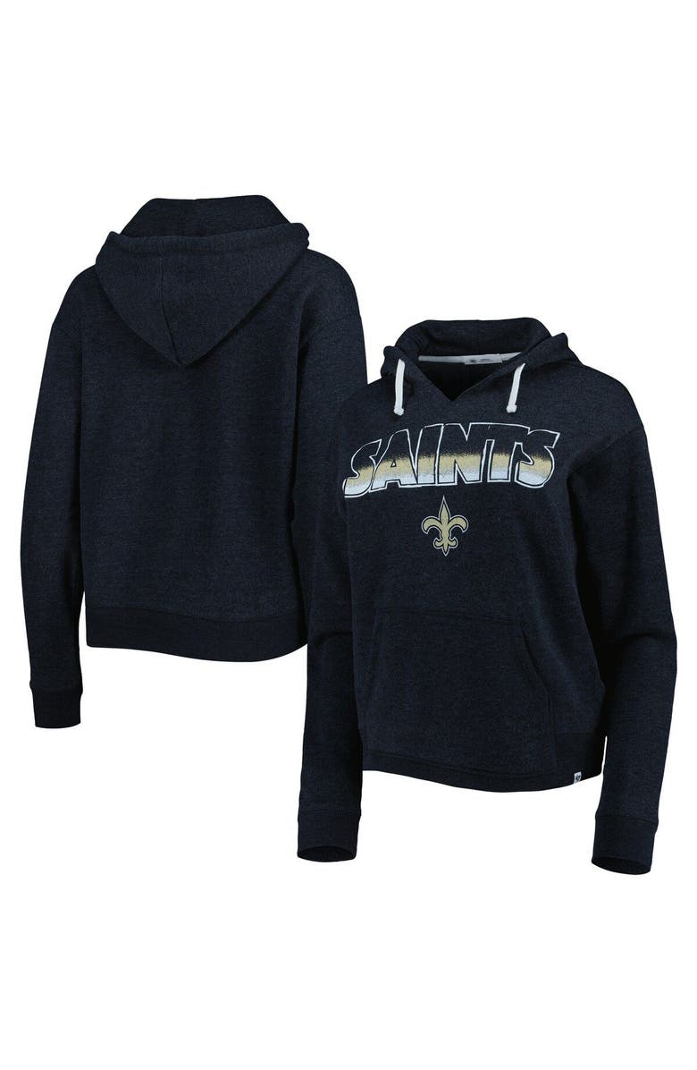 '47 Women's '47 Black New Orleans Saints Color Rise Kennedy Notch Neck Pullover Hoodie, Main, color, Black