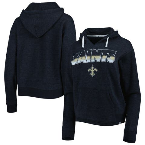 Women's '47 Black New Orleans Saints Color Rise Kennedy Notch Neck Pullover Hoodie