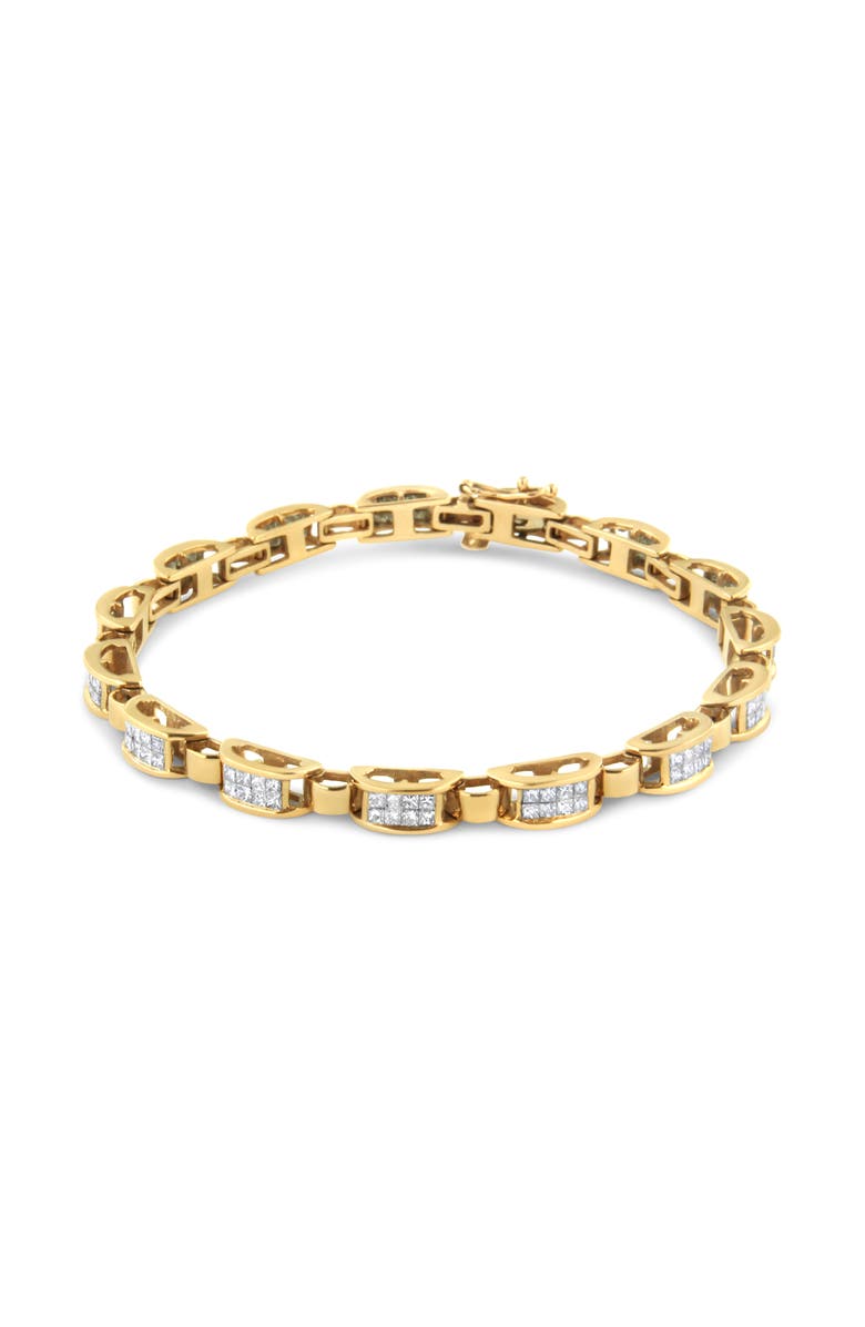 Haus of Brilliance 14K Yellow Gold 2 1/2 Cttw Princess-Cut Diamond Link Tennis Bracelet - 7.25", Main, color, Yellow