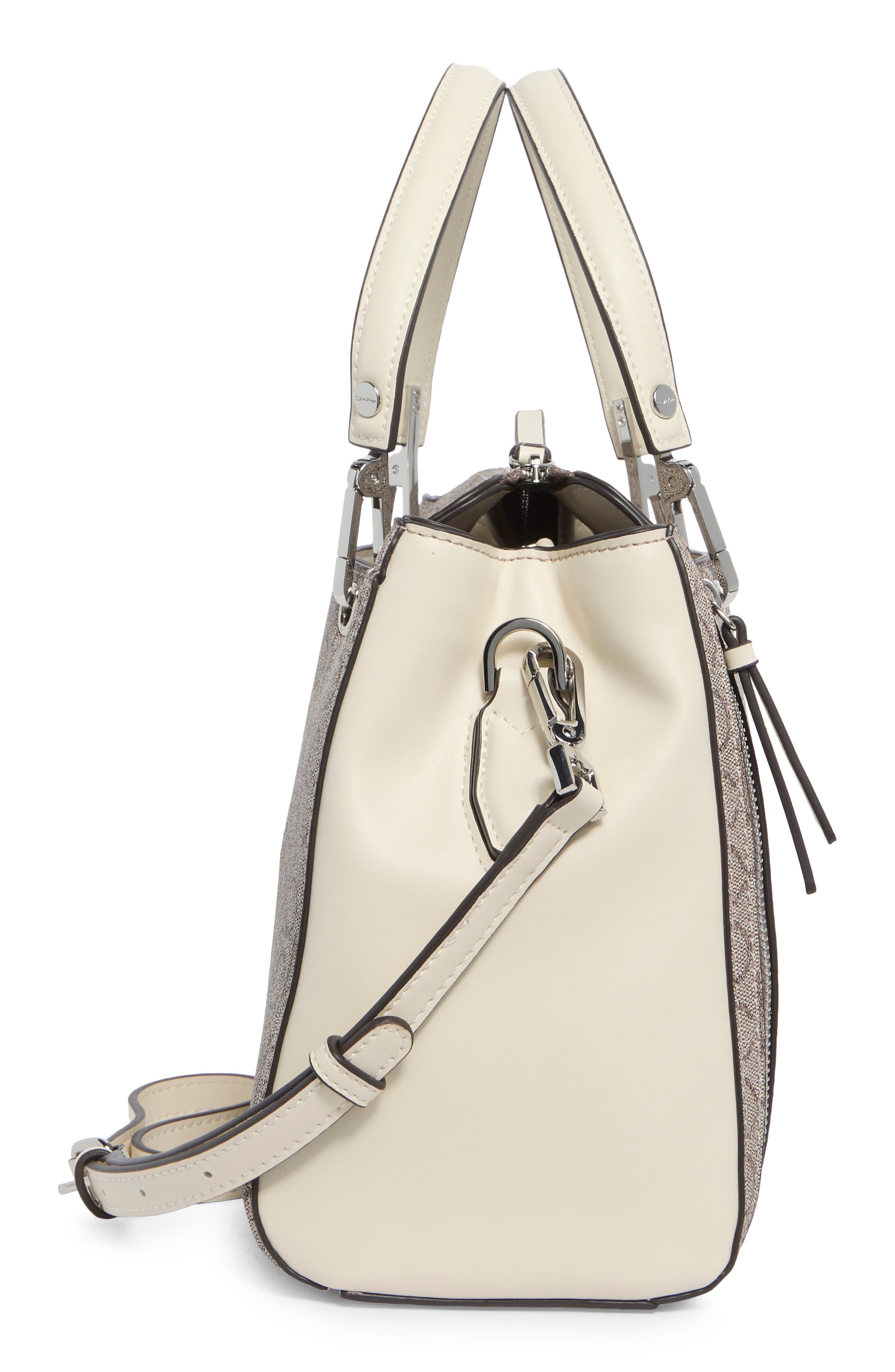 Calvin Klein Garnet Satchel, Alternate, color, Taupe/ White