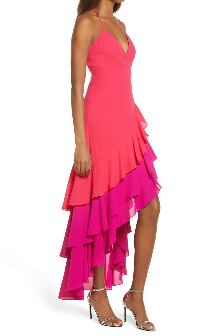 Two-Tone High/Low Maxi Dress, Alternate, color, BARBERRY