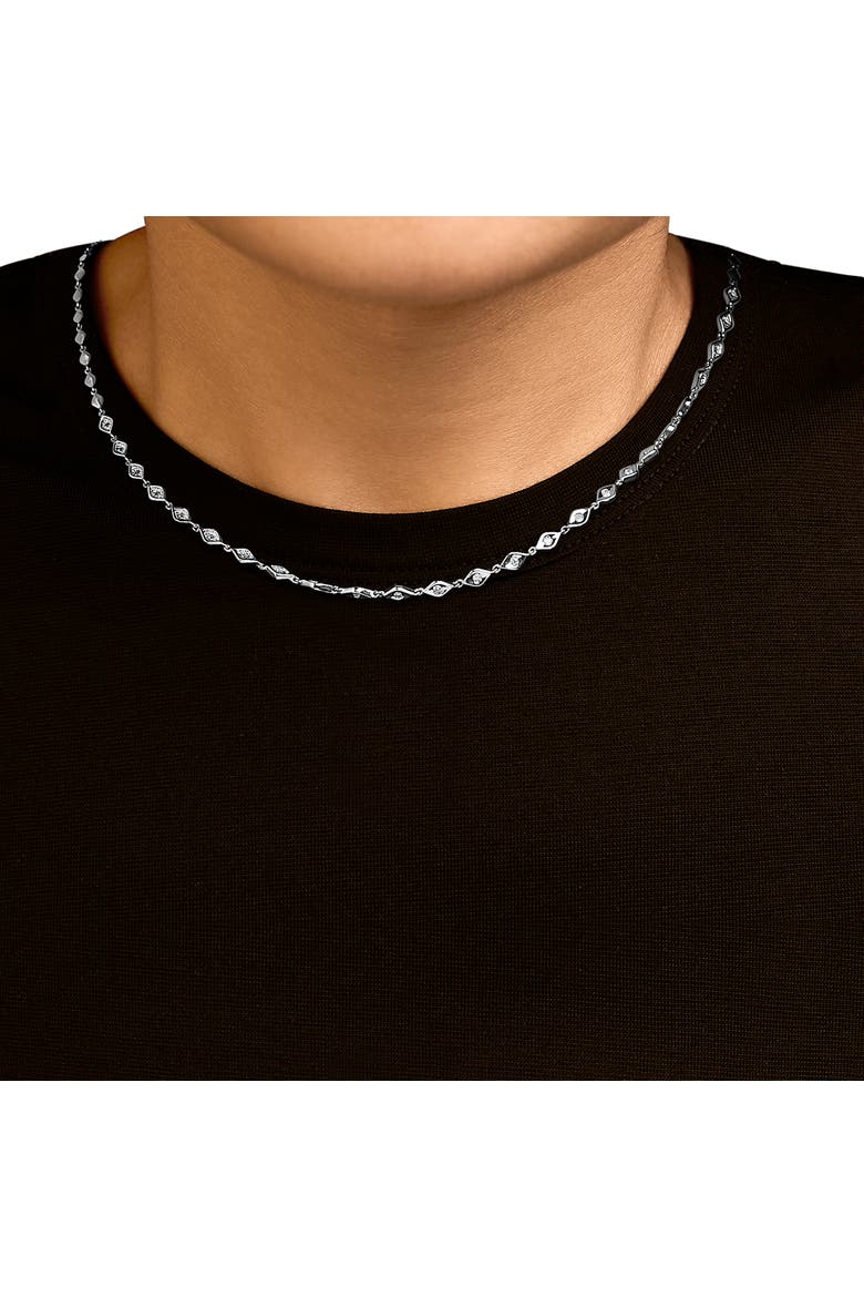 Sterling Silver 3/8 Cttw Diamond Marquise Station Necklace, Alternate, color, Silver