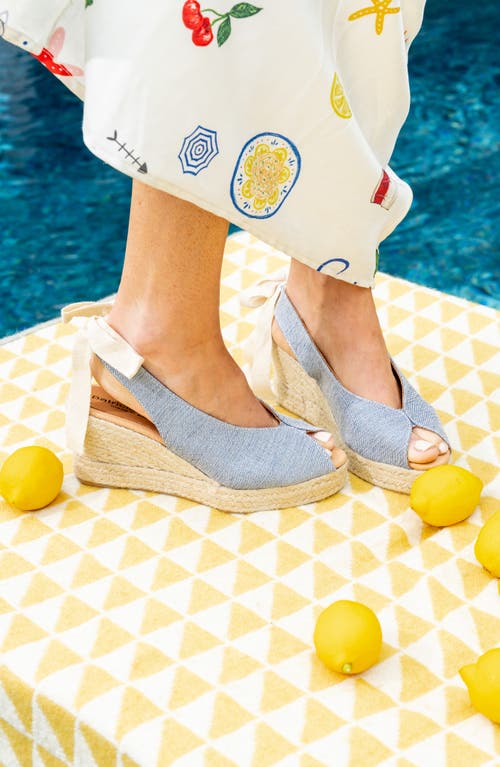 Patricia Green Dolce Espadrille Wedge Sandal In Denim Lurex