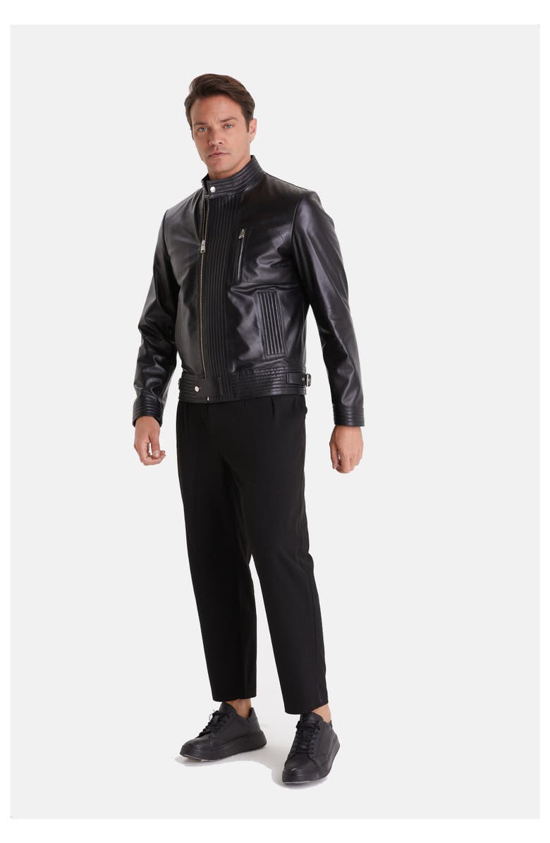 Furniq UK Stanley Leather Jacket, Alternate, color, Black