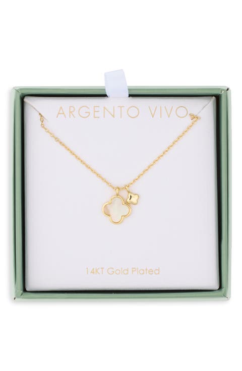 Mother of Pearl Clover Duo Necklace