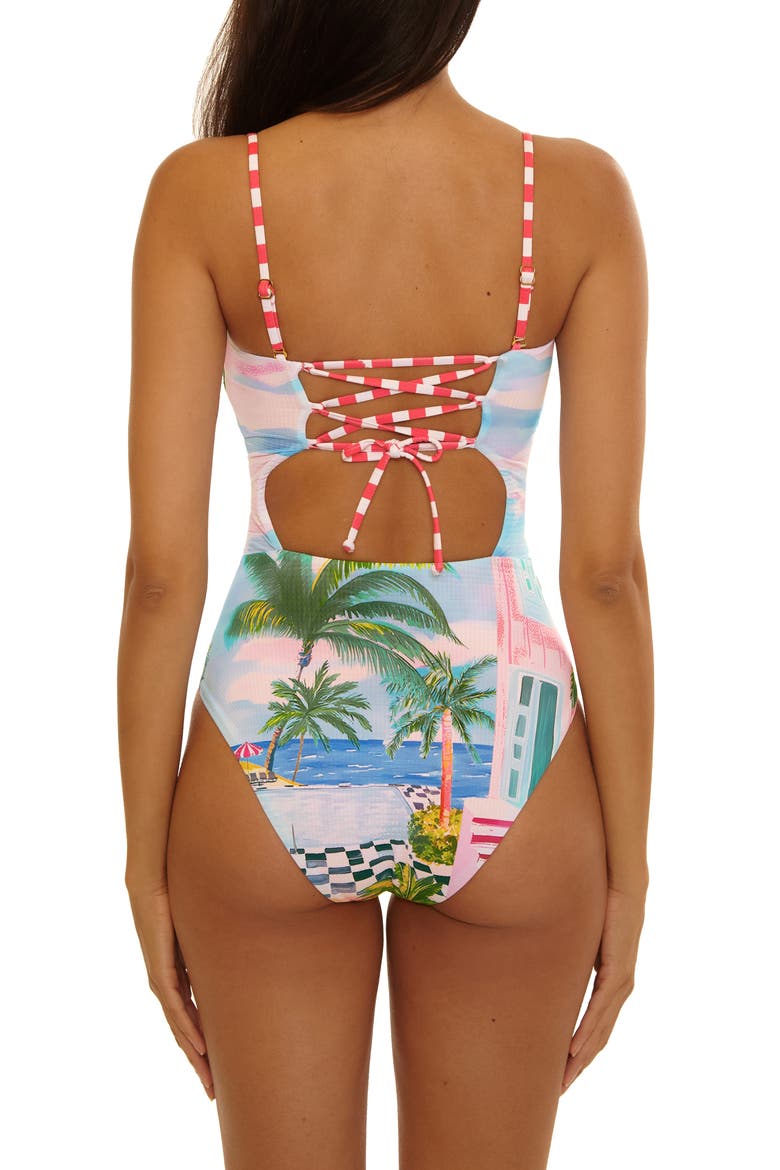 Miami Beach One-Piece Swimsuit, Alternate, color, PINK BLUE MULTI