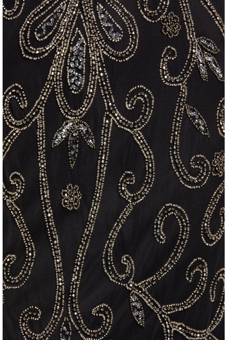Beaded Illusion Mesh A-Line Gown, Alternate, color, BLK/ WHT