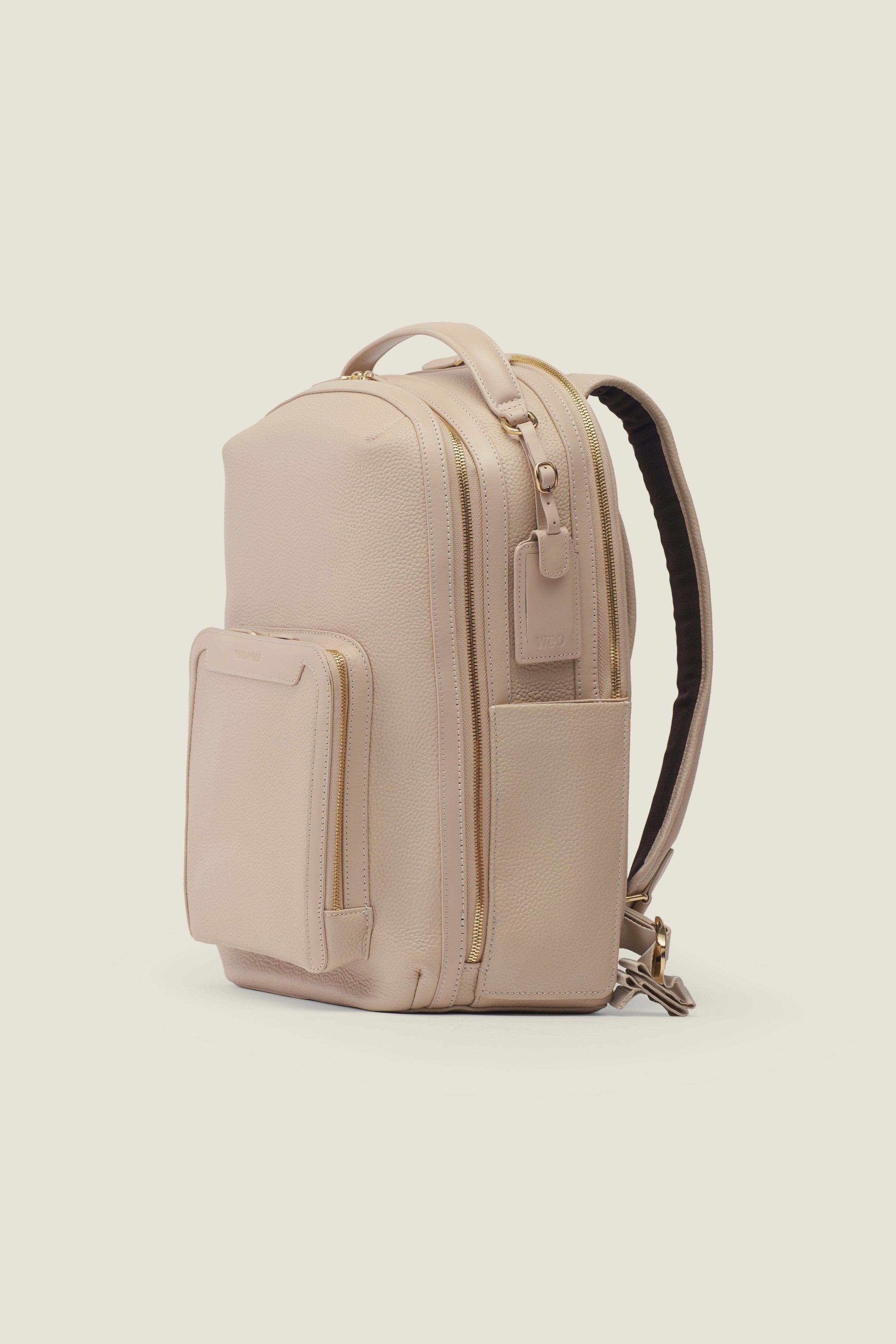 Pilot Organized Expandable Leather Travel Backpack, Main, color, Frappe