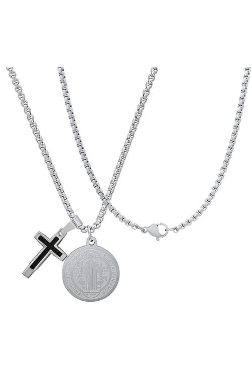 Hmy Jewelry Cross & Coin Pendant Necklace In Multi