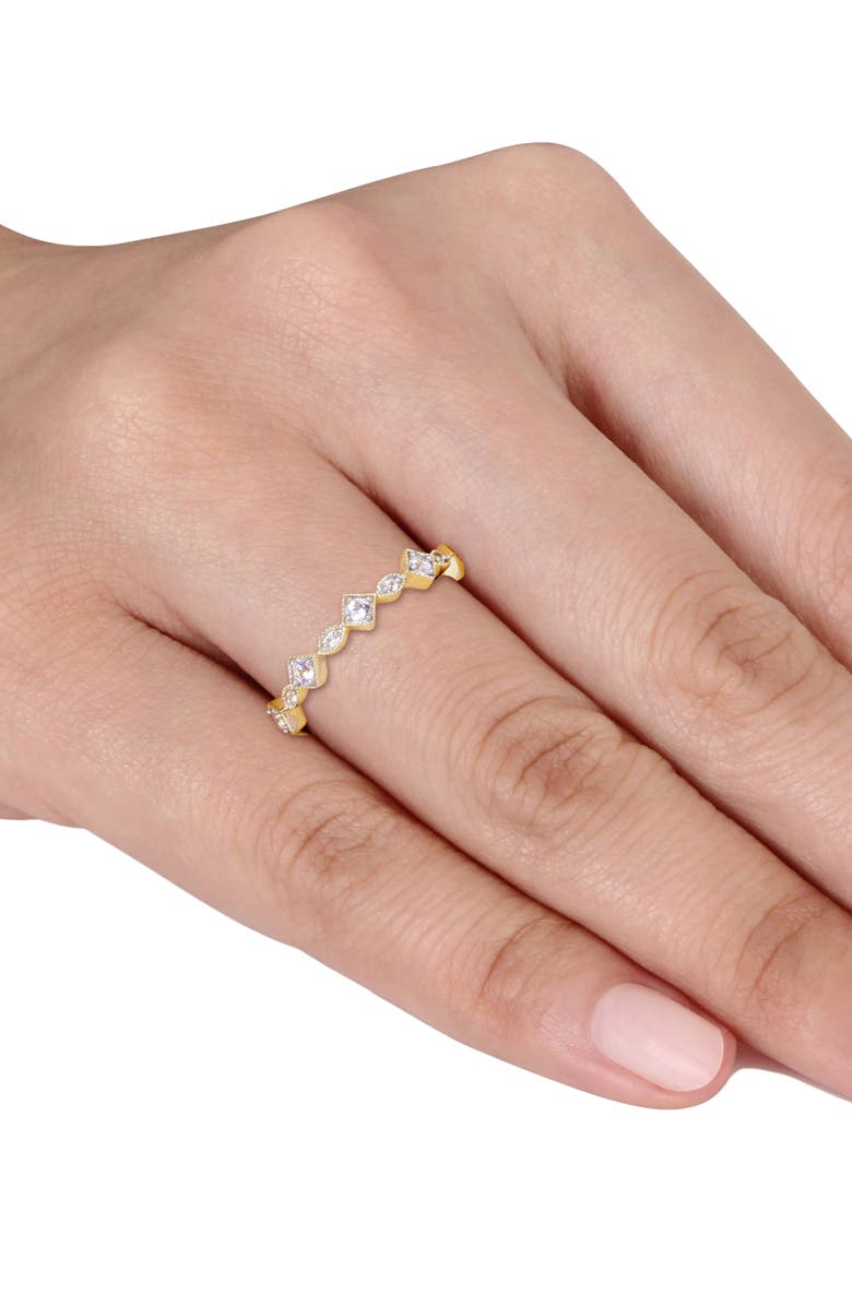DELMAR 10K Yellow Gold Created White Sapphire Eternity Ring, Alternate, color,