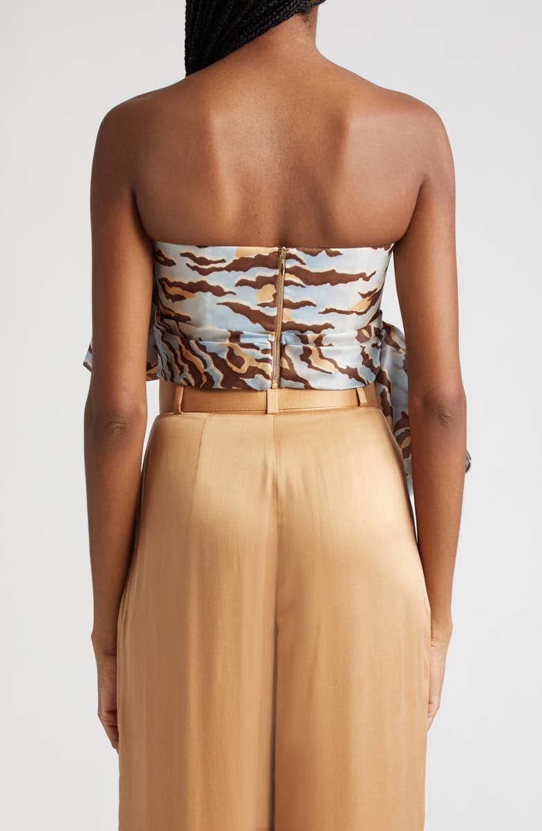 Zimmermann Matchmaker Tiger Print Strapless Silk Top, Alternate, color, Blue Tiger