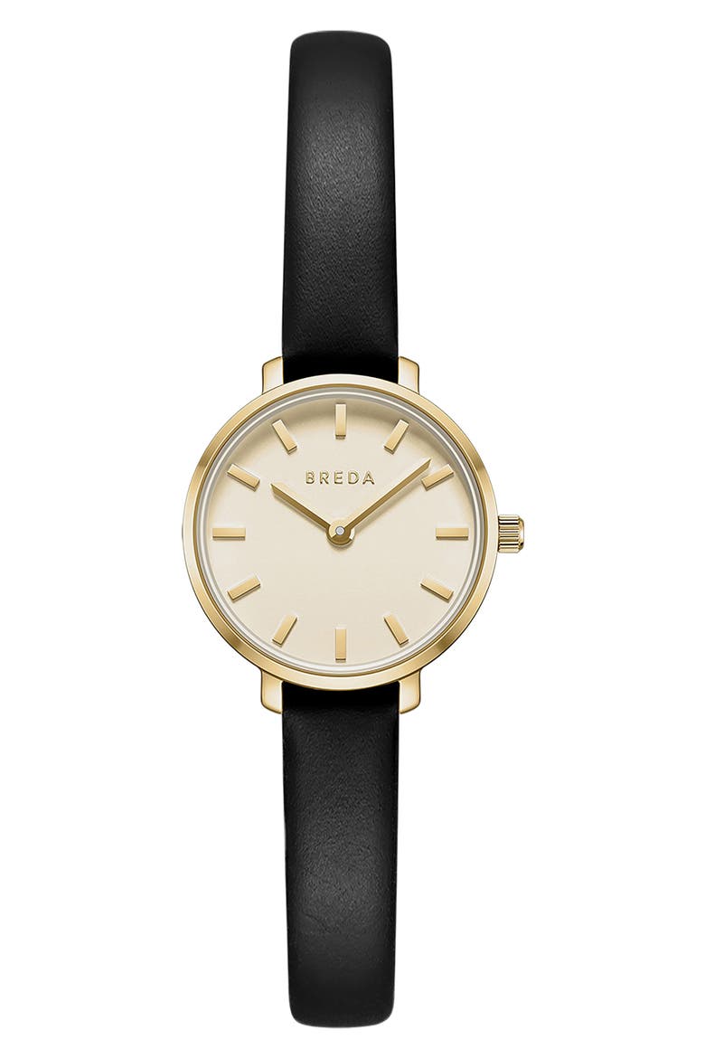 Beverly Leather Strap Watch, 25mm, Main, color, GOLD
