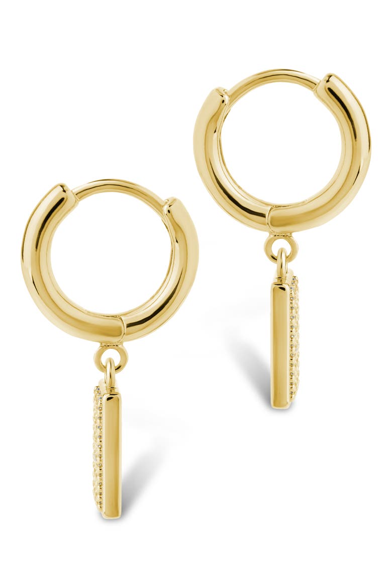 Sybil Cubic Zirconia Rectangular Tag Drop Earrings, Alternate, color, GOLD