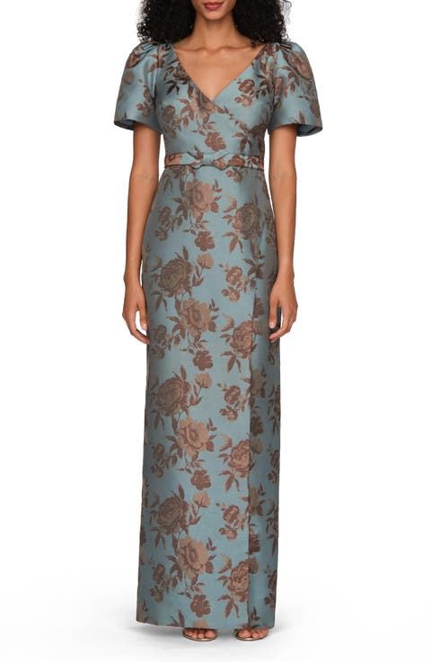 Esmerelda Floral Jacquard Column Gown