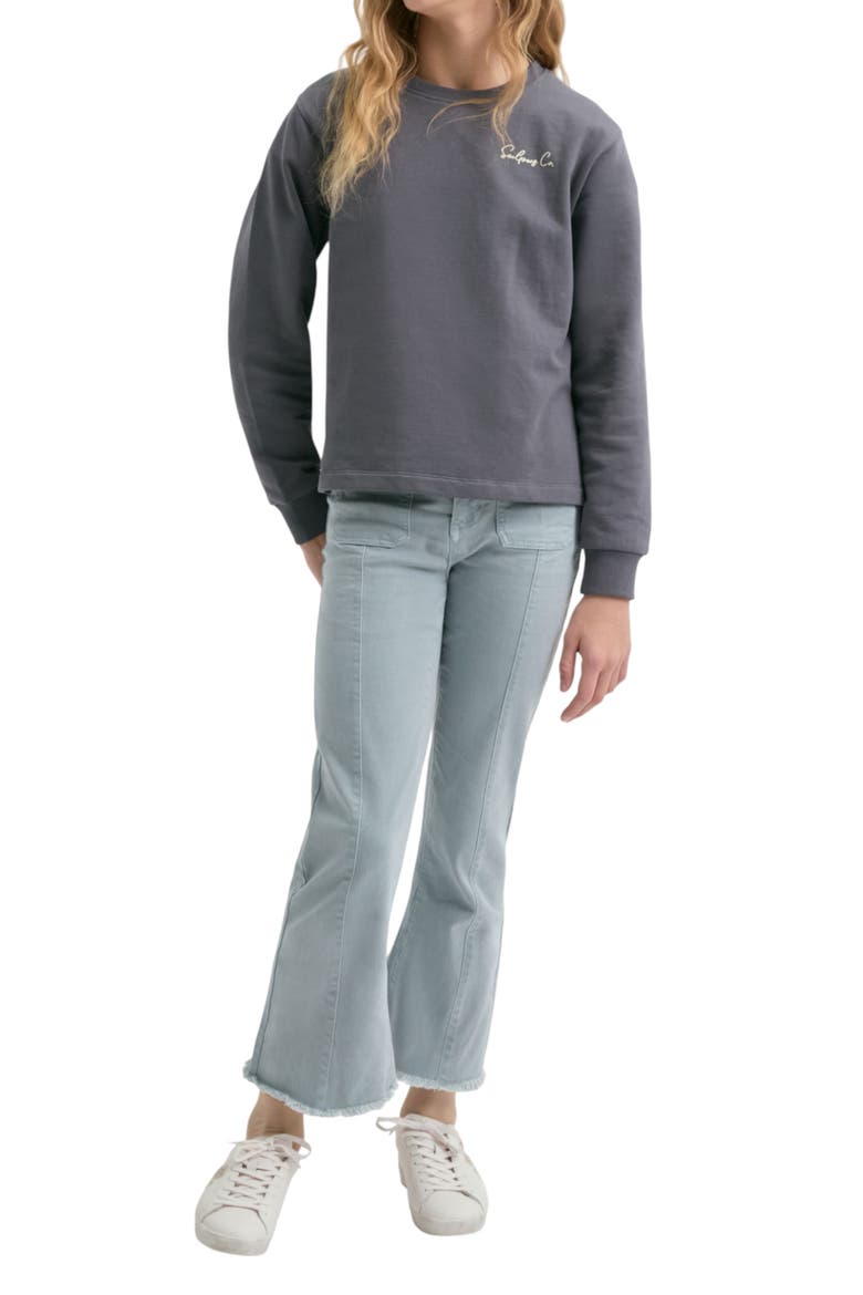 Girl's sweatshirt embroidered with snake motif, Alternate, color, Anthracite