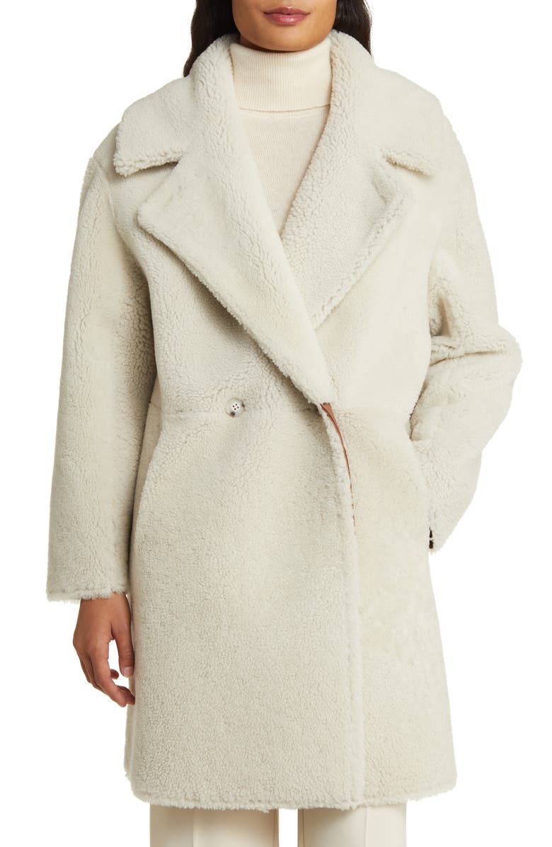 HiSO Gyro Reversible Double Face Genuine Shearling & Leather Coat, Alternate, color, 