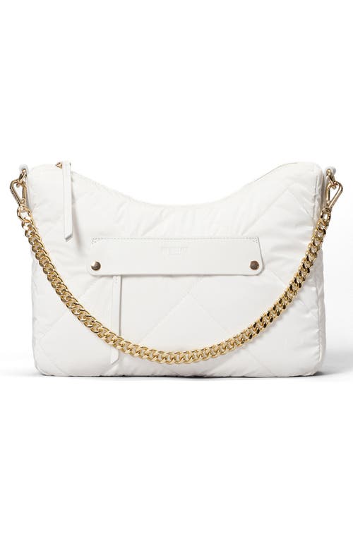 Mz Wallace Madison Uptown Quilted Nylon Crossbody Bag In Chalk Liquid