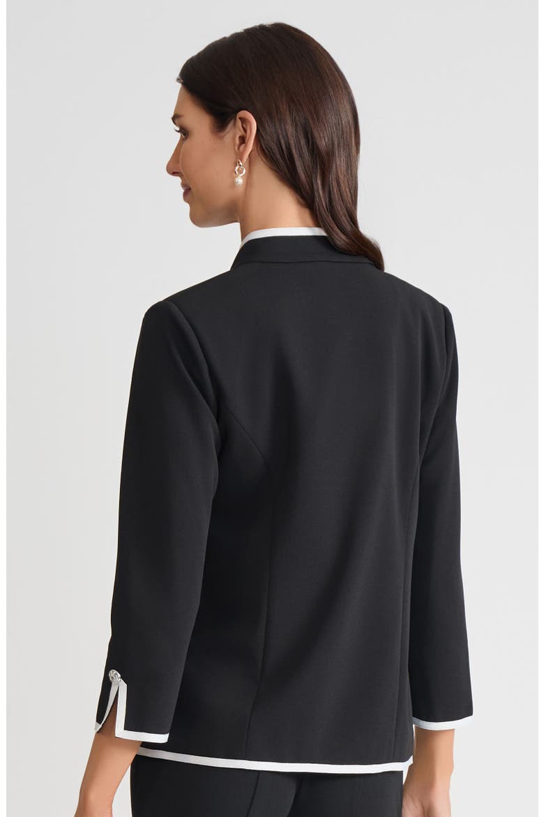 Tailored Stretch Deco Crepe Contrast Trim Jacket, Alternate, color, Black/White