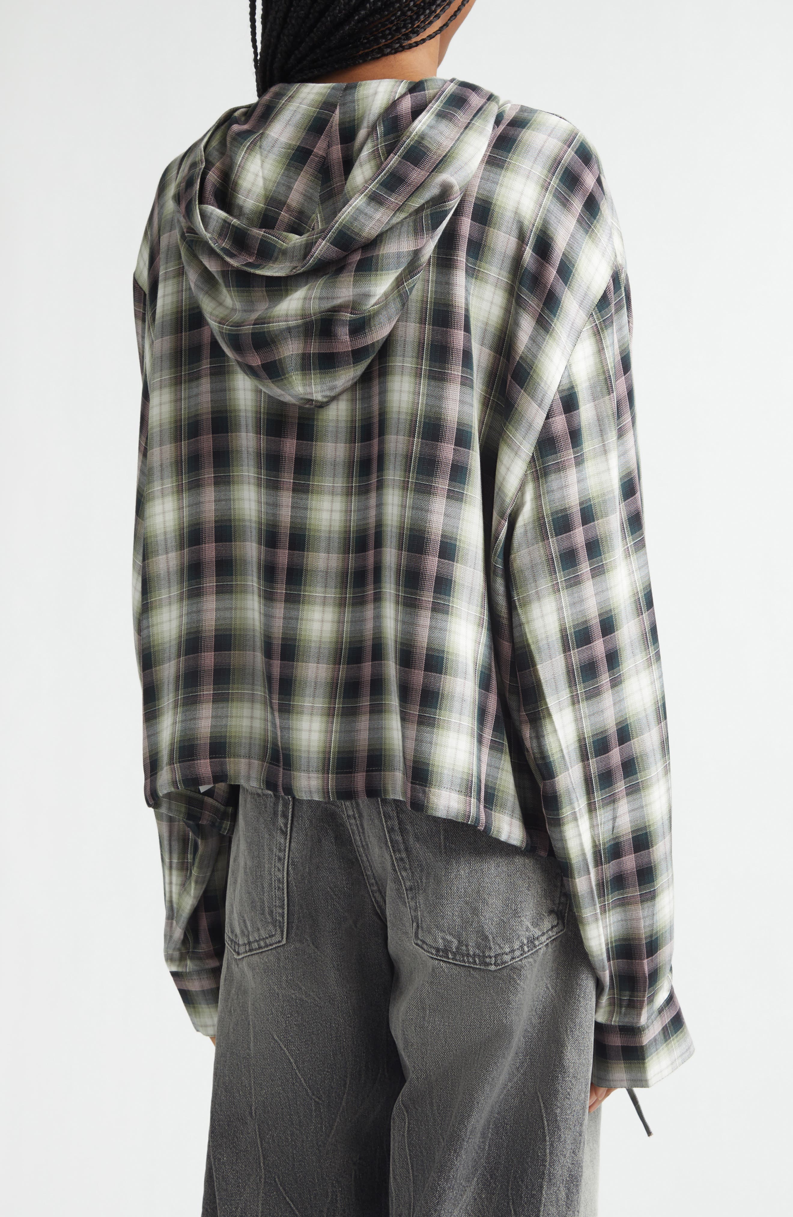 Sip Check Flannel Hooded Overshirt (Women) | Nordstrom