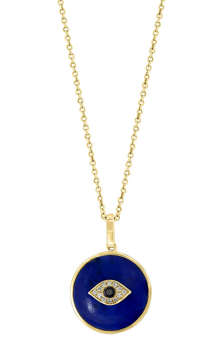EFFY Diamond & Lapiz Lazuli Evil Eye Pendant, Main, color,