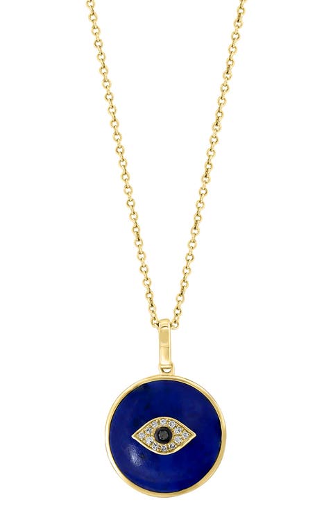 Diamond & Lapiz Lazuli Evil Eye Pendant