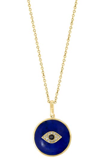 Effy Diamond & Lapiz Lazuli Evil Eye Pendant In Blue