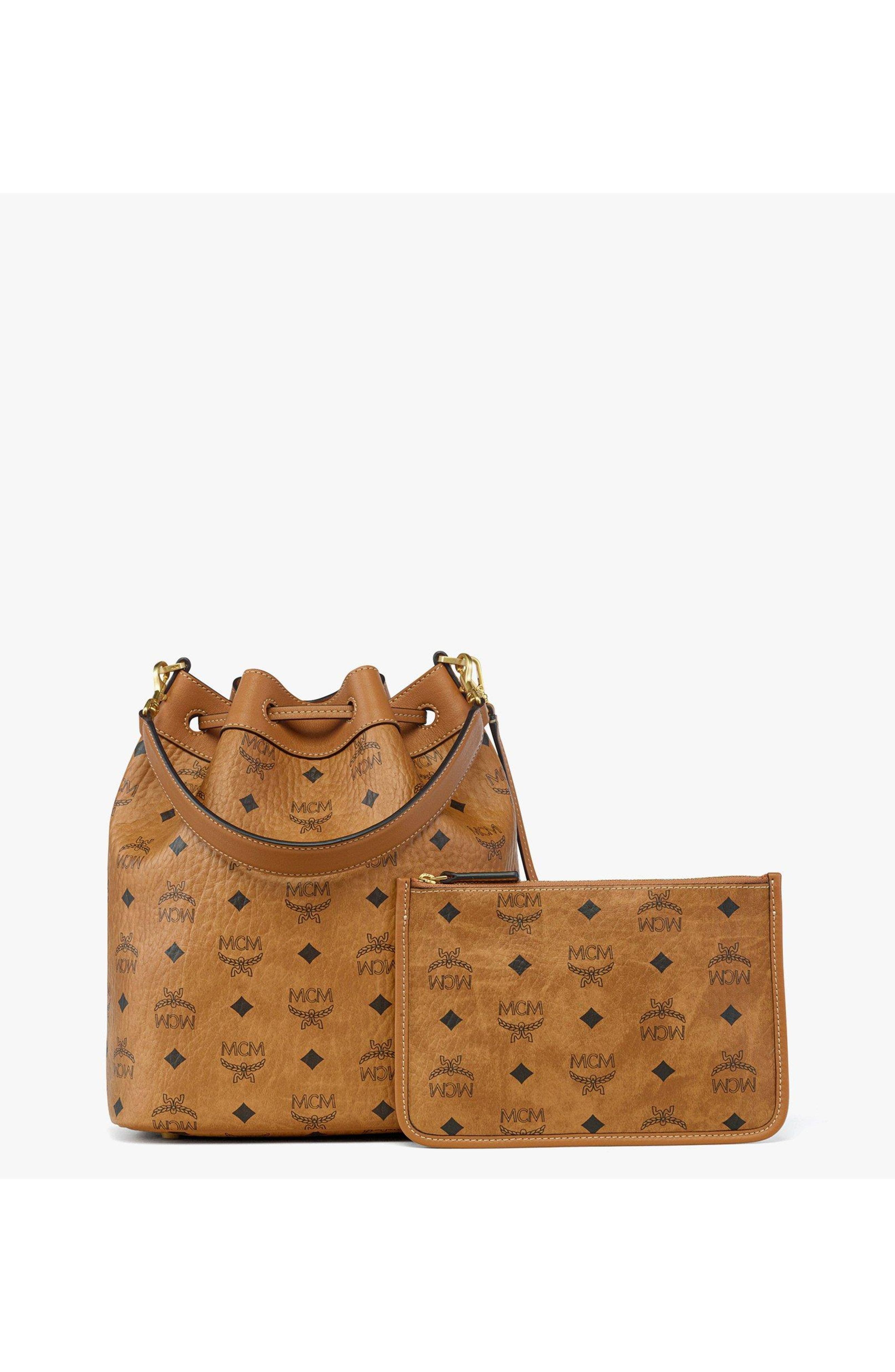 MCM Dessau Drawstring Bag in Visetos, Alternate, color, 