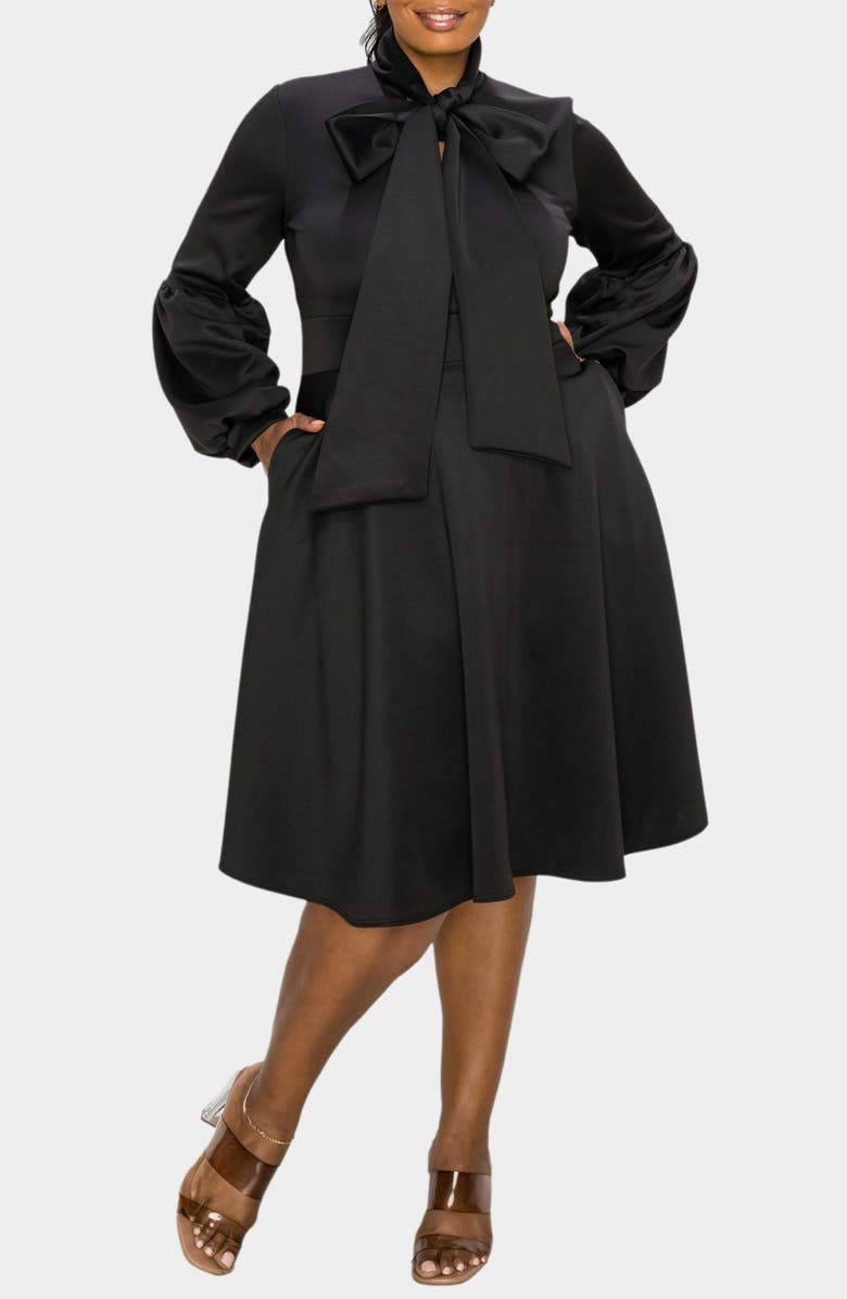 L I V D Bekah Long Sleeve Fit & Flare Dress, Main, color, Black