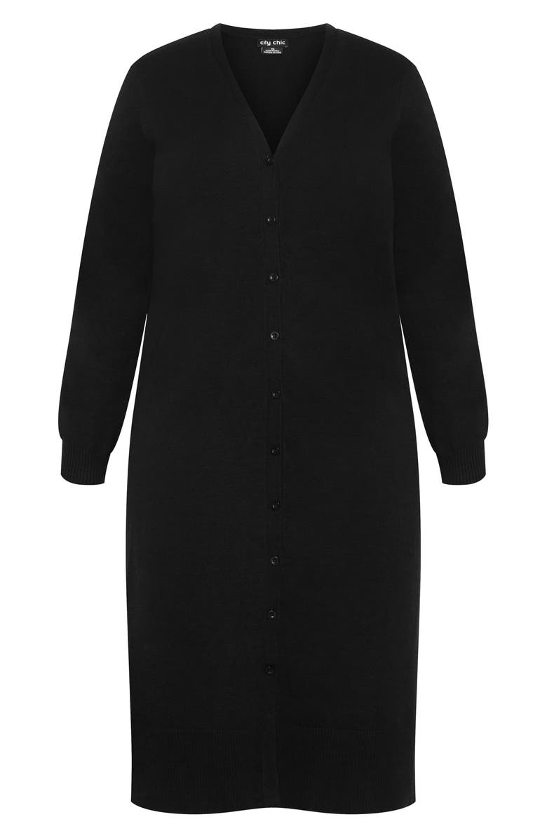 City Chic Josie Longline V-Neck Cardigan, Alternate, color, Black