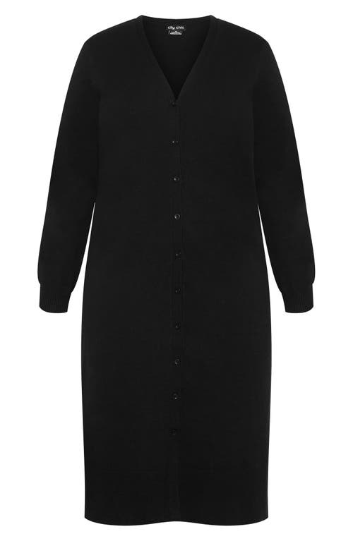 City Chic Josie Longline V-neck Cardigan In Blue