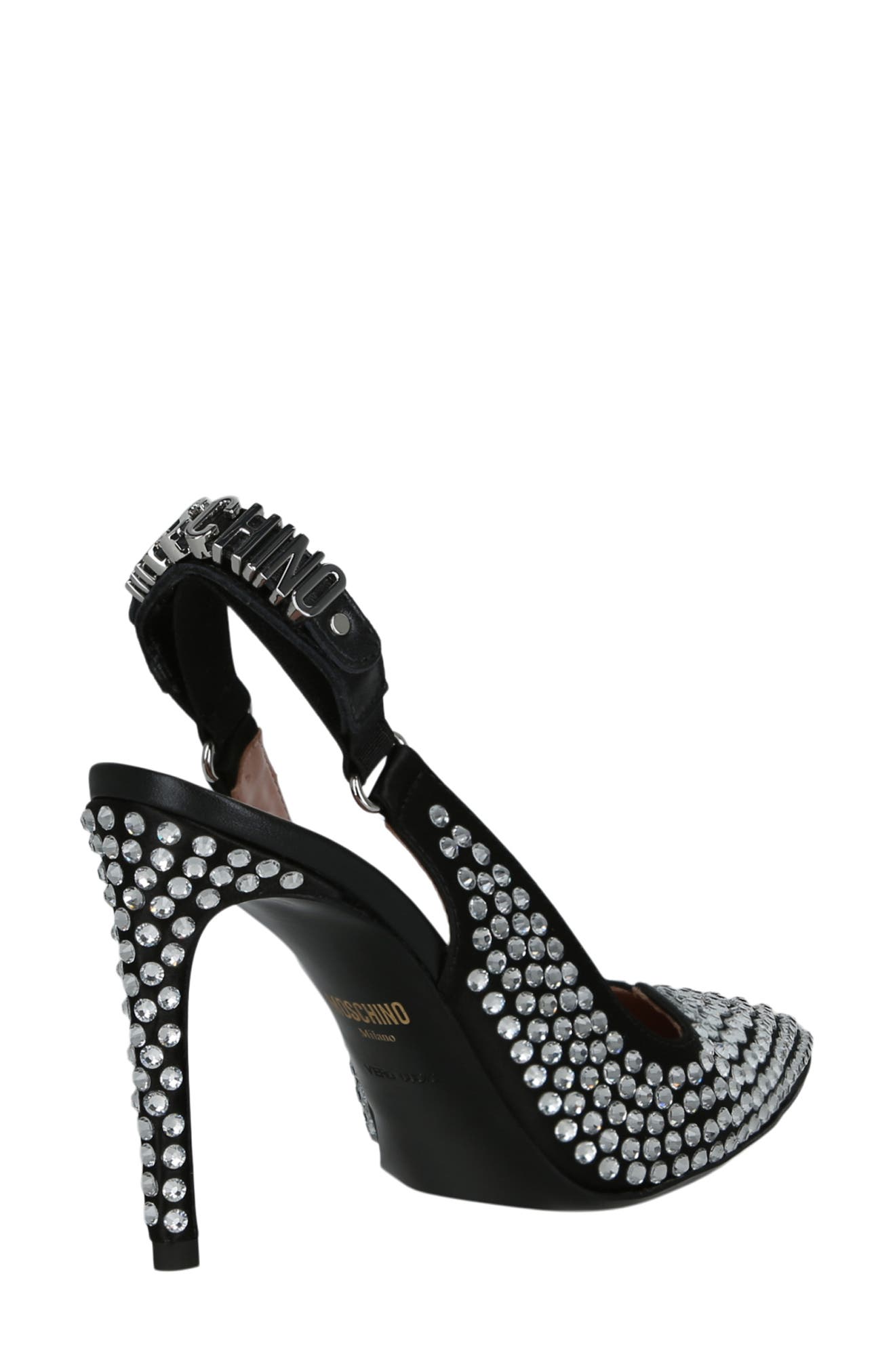 Moschino Satin Crystal Slingback Pump, Alternate, color, 