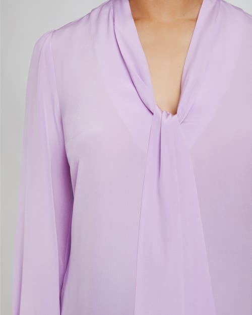 Santorelli Francis Tie-neck Crepe De Chine Blouse In Lavender