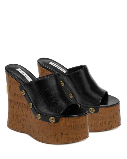 Naked Wolfe Tulip Platform Wedge Slide Sandal In Black