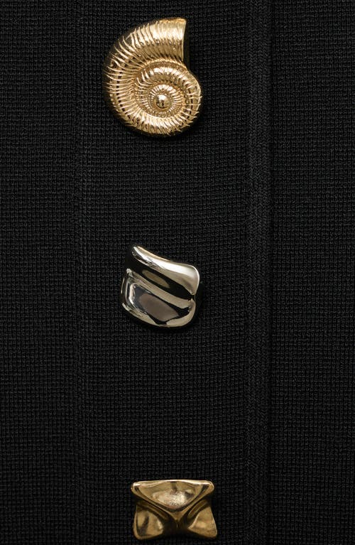 Mango Strapless Dress With Jewel Buttons Black In Black