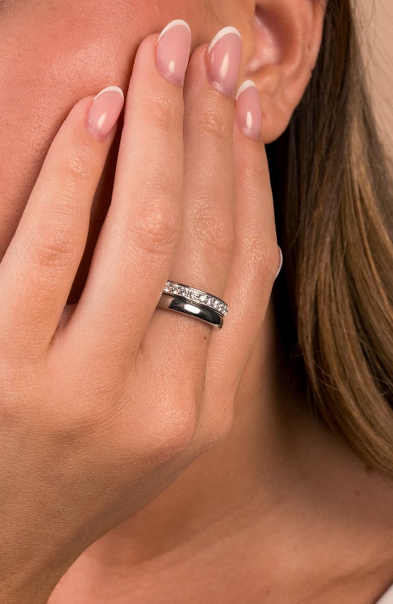 Sterling Forever Jackie Cubic Zirconia Stack Ring, Alternate, color, Silver