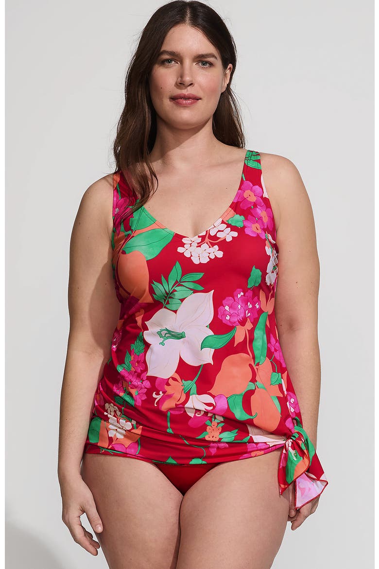Slender Suit Fauxkini One Piece Swimsuit, Main, color, Coral Rose Lilies
