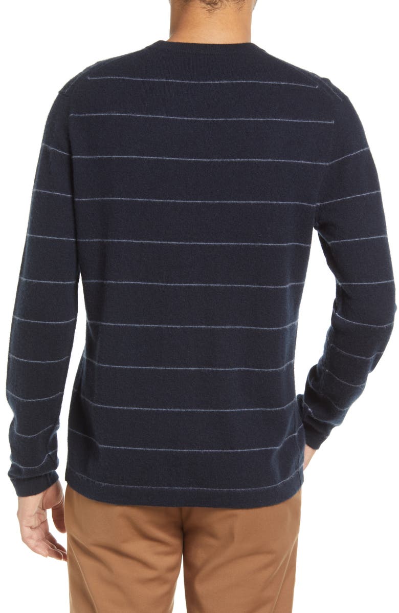 Vince Boiled Cashmere Stripe Crewneck Sweater, Alternate, color, 