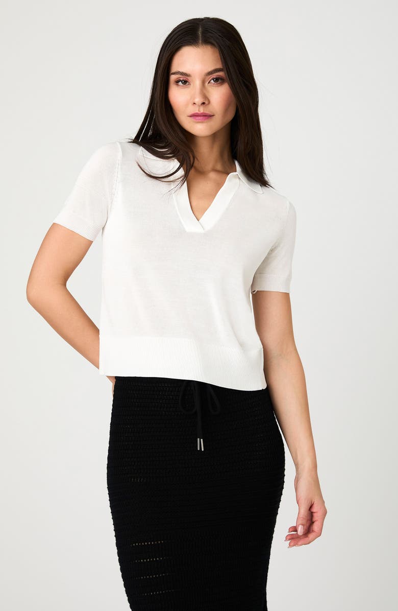 French Connection Sergio Short Sleeve Polo Sweater, Alternate, color, 10-Summer White