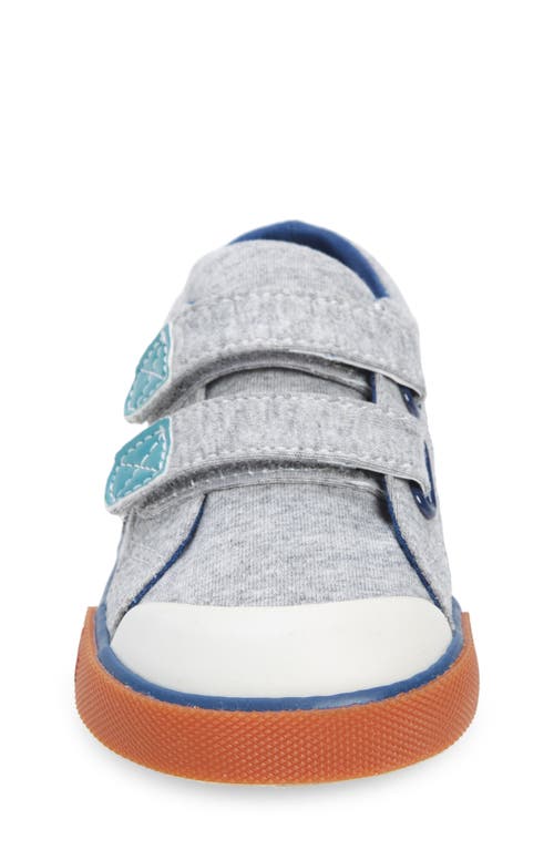 See Kai Run Kids' Russell Sneaker In Gray Jersey/blue