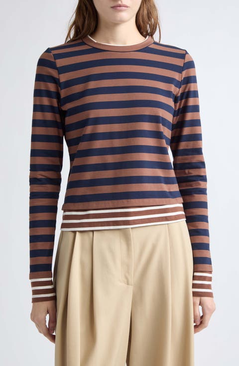Asymmetric Twisted Striped T-Shirt