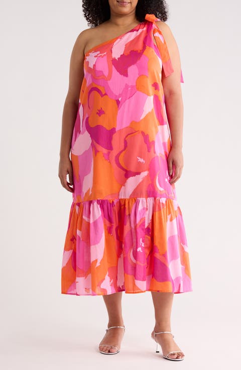 Floral One-Shoulder Cotton Dress
