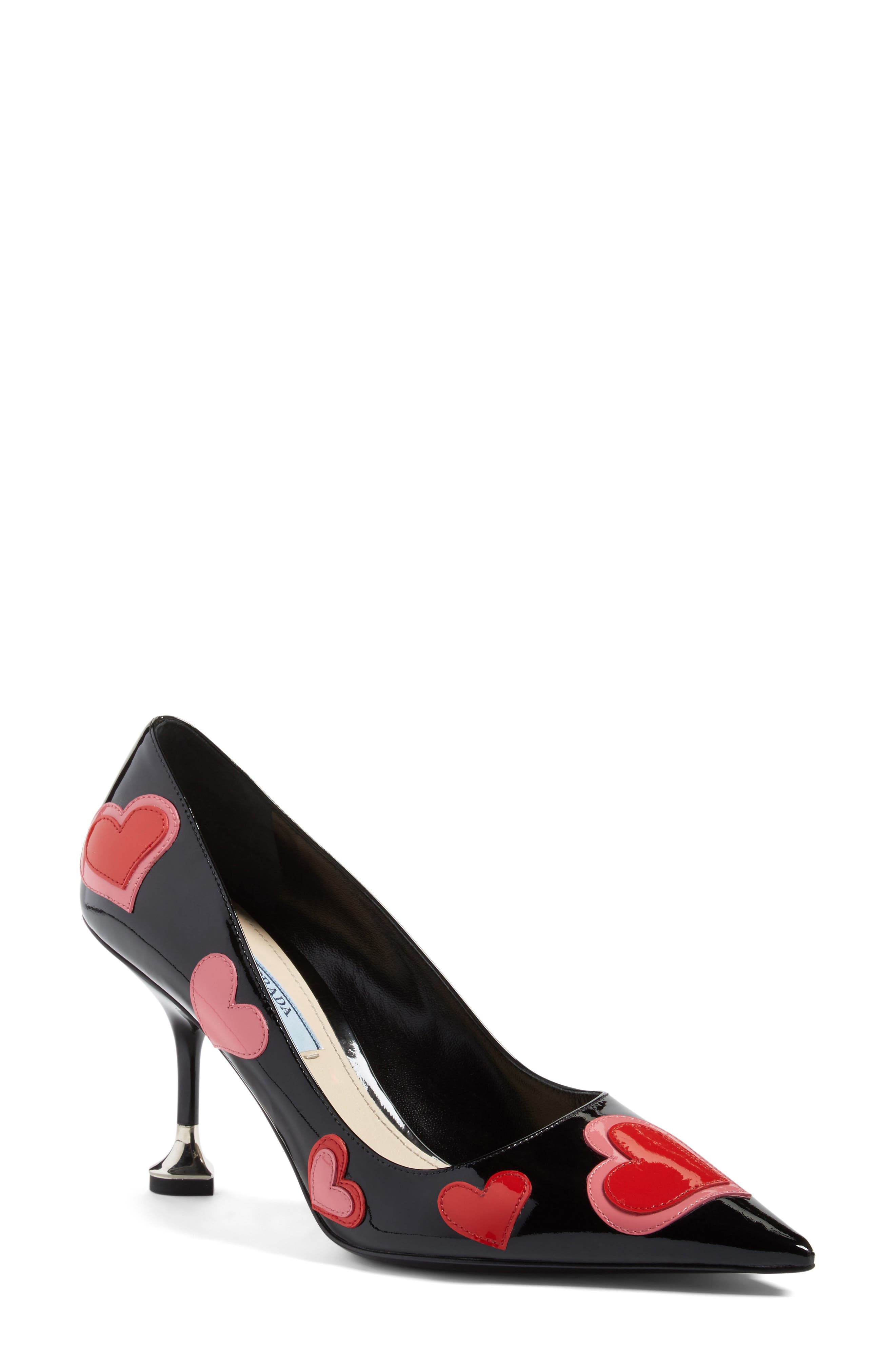 Heart Pointy Toe Pump, Main, color, BLACK/ RED