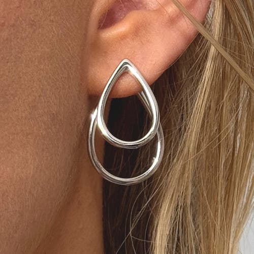 Lucy Quartermaine Double Petal Earrings Front And Back In Sterling Silver